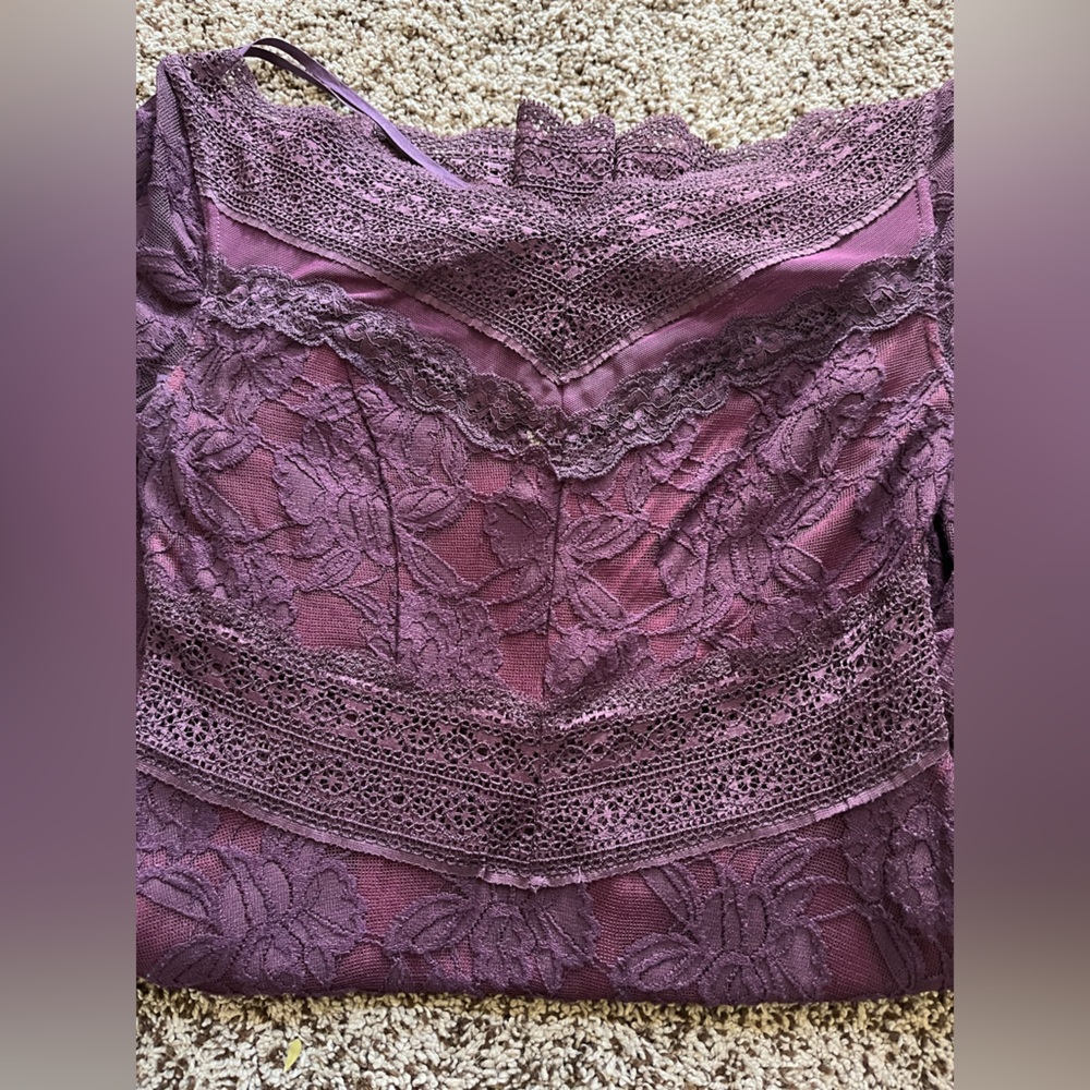 Free People Burgundy Lace Long Sleeve Dress - Picture 4 of 4